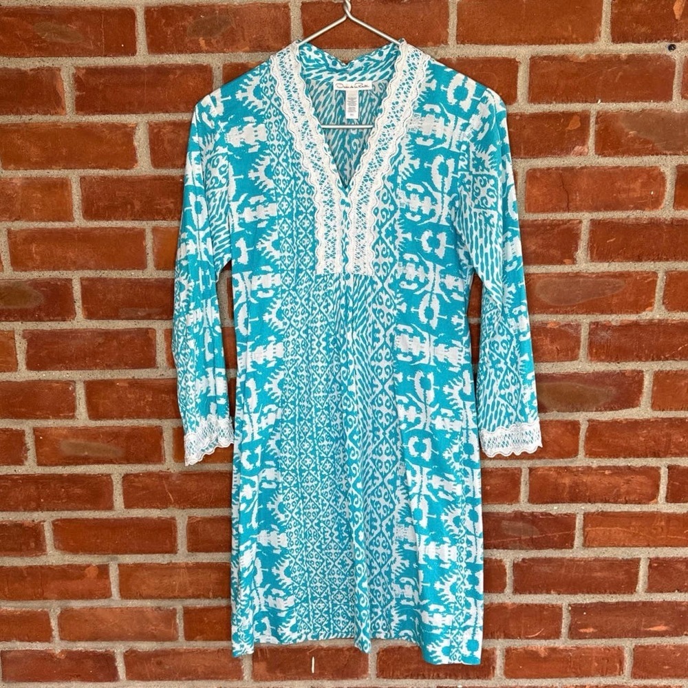 Oscar De La Renta blue cotton shift dress